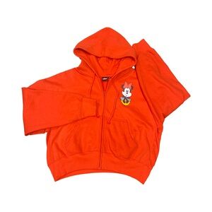 Disney Women’s Vibrant Red  Minnie Mouse Zip Hoodie
